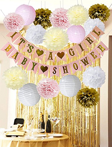 pink yellow and gold baby shower
