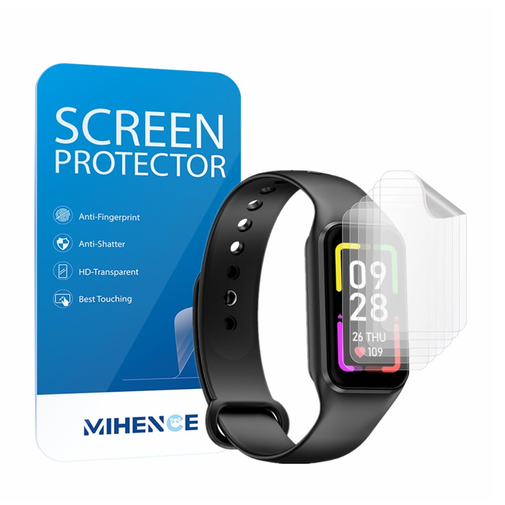 MIHENCE Screen Protector for BV-R1 / R1 1.47 Inch Fitness Tracker, TPU HD Screen Protector Compatible with IOWODO R1 / Blackview BV-R1 Fitness Tracker [Pack of 6]