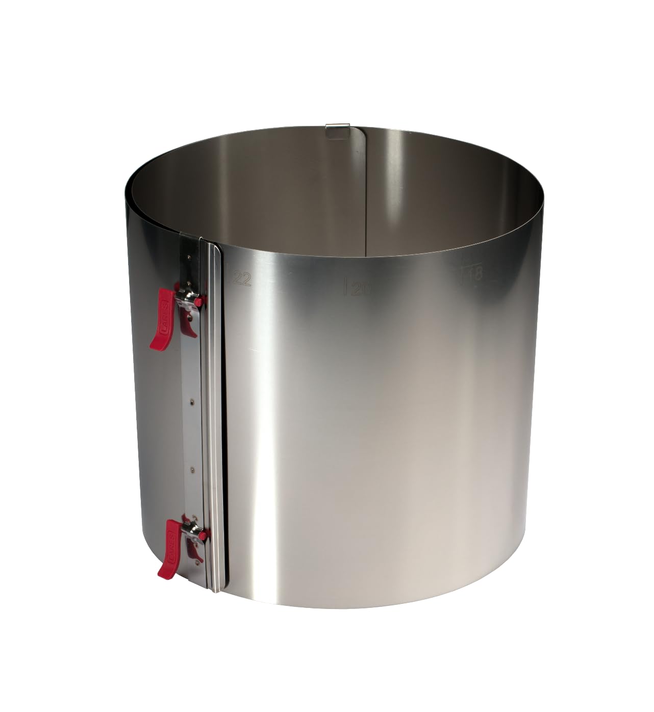 Lares XXL Tortenring mit Klemmhebel H: 7cm Ø 18-30 cm Federbandstahl fruchtsäurefest, hitzebeständig, Silver
