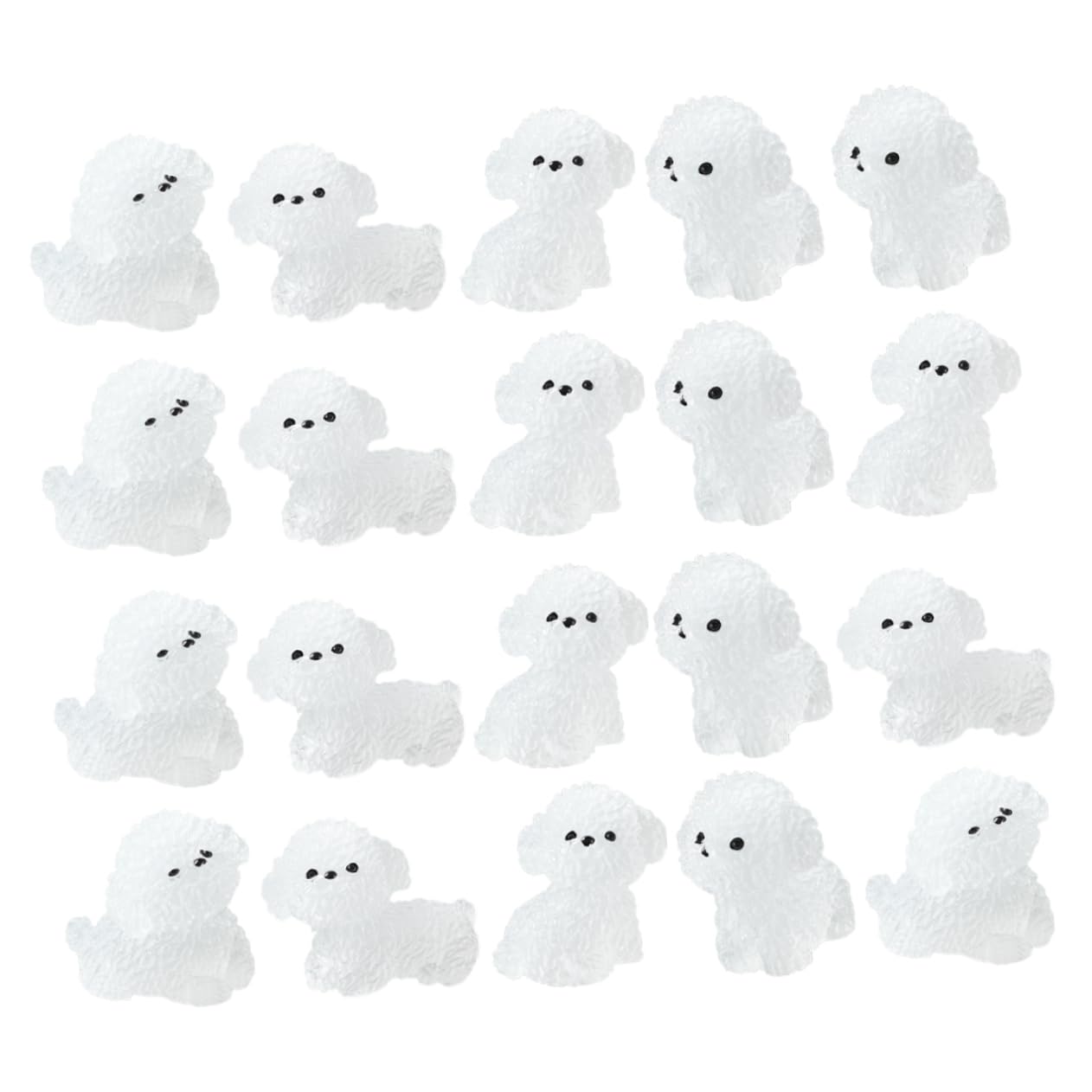 VINTORKY 20pcs Glow-in-the-dark Cute Puppy Tiny Dog Models Mini Dog Figurines Garden Tiny Puppy Statues Miniature Statues Miniature Figures Small Animals White Trinkets Resin
