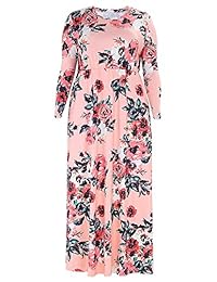 Party Lady - Maxi vestido largo con mangas 3 4 y mangas cortas para mujer, con bolsillos, talla XL - 5XL