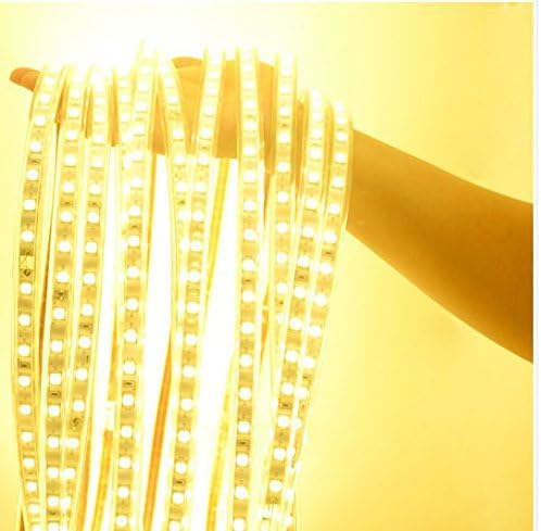 DQDF 110 V AC 164ft/50m Flexible LED Strip Lights, 3000K Warm White, 3000 Units 5050 SMD LEDs, 720lm/m, Waterproof IP65, Accessories Included, LED Rope Lights, LED Tape