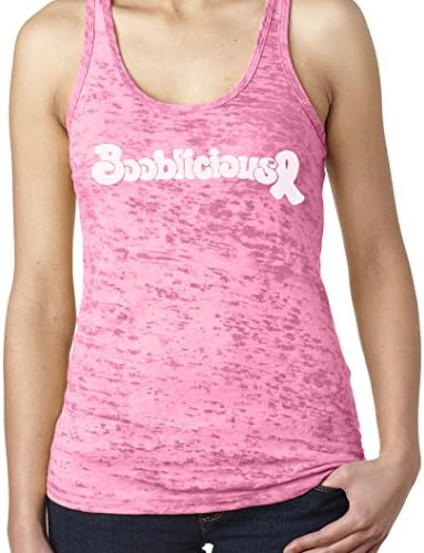 New Womens Frosty Tees Booblicious White Breast Cancer Burn Out Tank Top Pink 2Xl