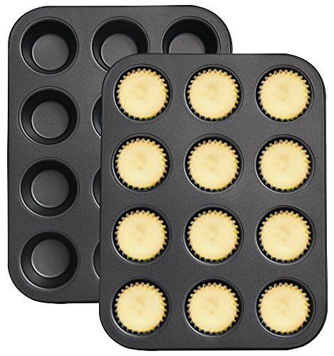 Acerich 12 Cup Non-Stick Steel Cakes Bakeware Baking Mold Muffins Pan Muffins Mold Cup Cupcake Mold, Set Of 2 (6558712458687)
