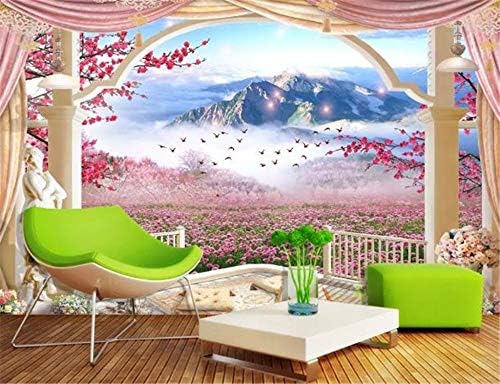HD Print Mural 3D Wallpaper European Fashion Roman Column Lavender Sofa TV Background Wall Decoration Mural, 430x300 cm