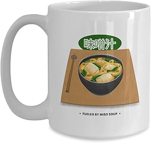 Mug Fueled By Miso Soup Gift For Japanese Dish Lover Japan Food Asian Fan Coffee Tea Cup Large 15 Oz