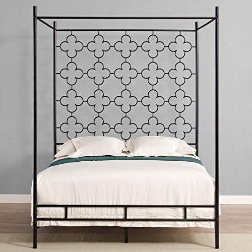 Amazon Com Metal Canopy Bed Frame Full Sized Adult Kids Princess Bedroom Furniture Black Wrought Iron Style Vintage Antique Look Hang Shear Curtains Or Mosquito Nets Bedding Pillow Not Included Full Furniture