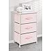 mDesign Storage Dresser End/Side Table Night Stand Furniture Unit - Baby/Kid Accent Organizer for Bedroom, Nursery, Playroom - 3 Removable Fabric Bin Drawers, Spira Collection, Pink/White