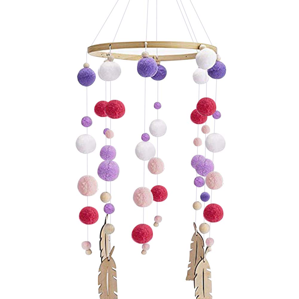 Amazon Com Baby Crib Moblie Nursery Cot Felt Ball Mobile For Your Boy Or Girl Babies Bed Room Decor Ornaments Photography Props Purple Baby