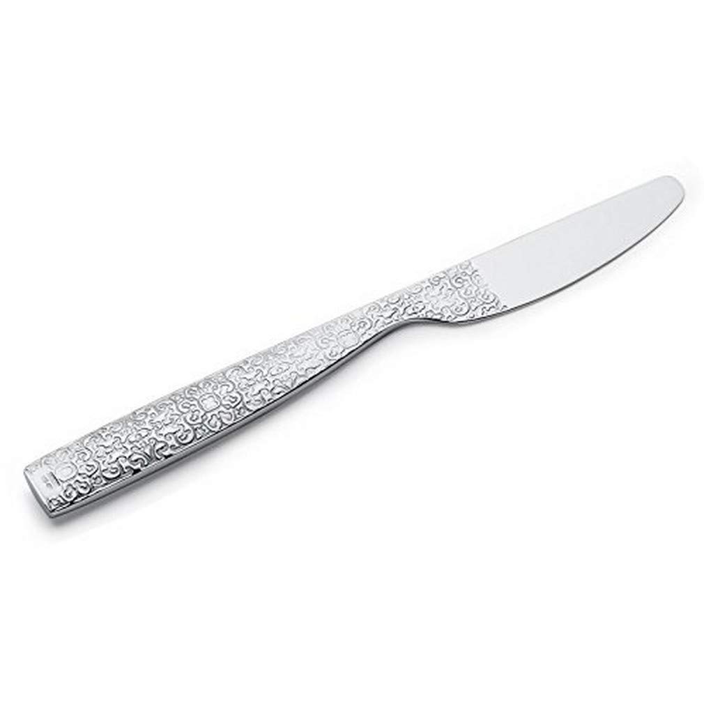 Alessi MW03/6 Dressed dessert knife in steel AISI 420 mirror polished with relief decoration, Set of 6