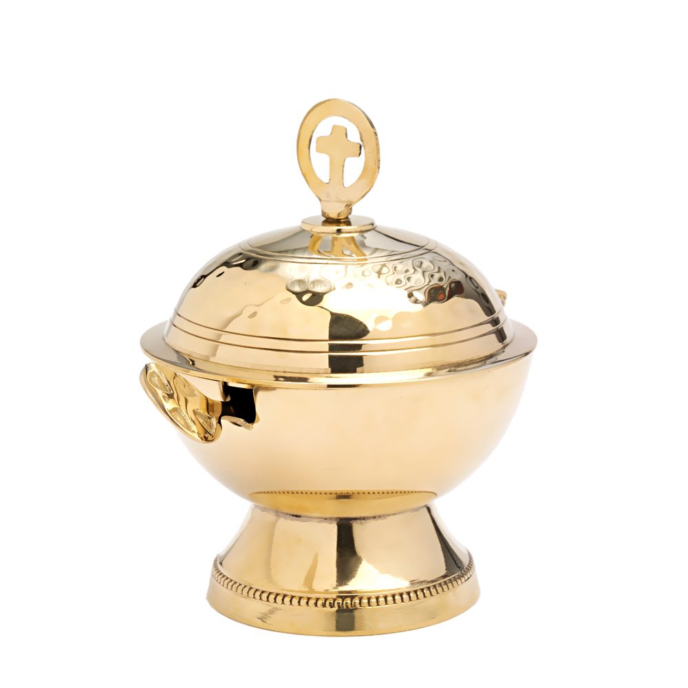 NKlaus Schiffchen Cross Spoon Incense Burner Storage Brass Gold Table Decoration 7579