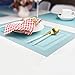 PIGCHCY Placemats,Heat Insulation Non Slip Plastic Placemats,Washable Easy to Clean Woven Vinyl Kitchen Stain Resistant Placemats for Dining Table Set of 4(Sky Blue)