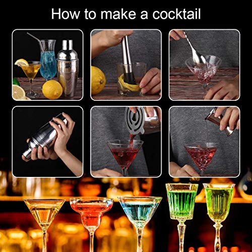 YOMYM Cocktail Shaker Set 25 Pieces Professional Stainless Steel Bar Tools Martini Shaker Bartender Set for Drink Mixing Experience