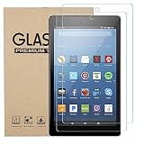 Dinines Tempered Glass Screen Protector for All-New Fire HD 8 / Fire HD 8 Kids Edition Tablet with Alexa [2-Pack]（2016/2017 Released)