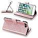 Karidge iPhone 13 Plus Case, iPhone 8 Plus Case, iPhone 7 Plus Wallet Case Karidge Glitter PU Leather 9 Credit Card Slot Cash Holder Hand Strap Kickstand Cover