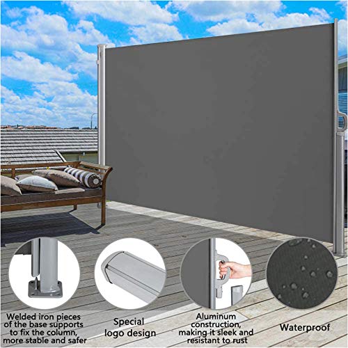 YAOBAO Ausziehbare Markise Seitenmarkise Mit Rahmen Aus Vollaluminium Seitenmarkise Start Sichtschutz Sonnenschutz Einziehbar Sichtschutz Für Balkon, Terrasse Und Garten,Grau – Bild 4