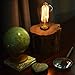 FREE BULB BONUS INCLUDED Industrial Lamp Vintage Edison Bulb with Drift Wood Base - E27/110V/40W Bulb - Adjustable Dimmable Light - Desk Table Lamp Rustic Country Style