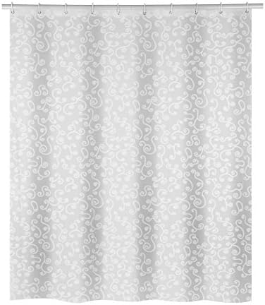 DMiotech Mildew Resistant Water-resistant PEVA Leaves Pattern Clear Shower Curtain with Hooks,Rust Resistant Grommets,Odorless,72 x 78 Inch,Clear
