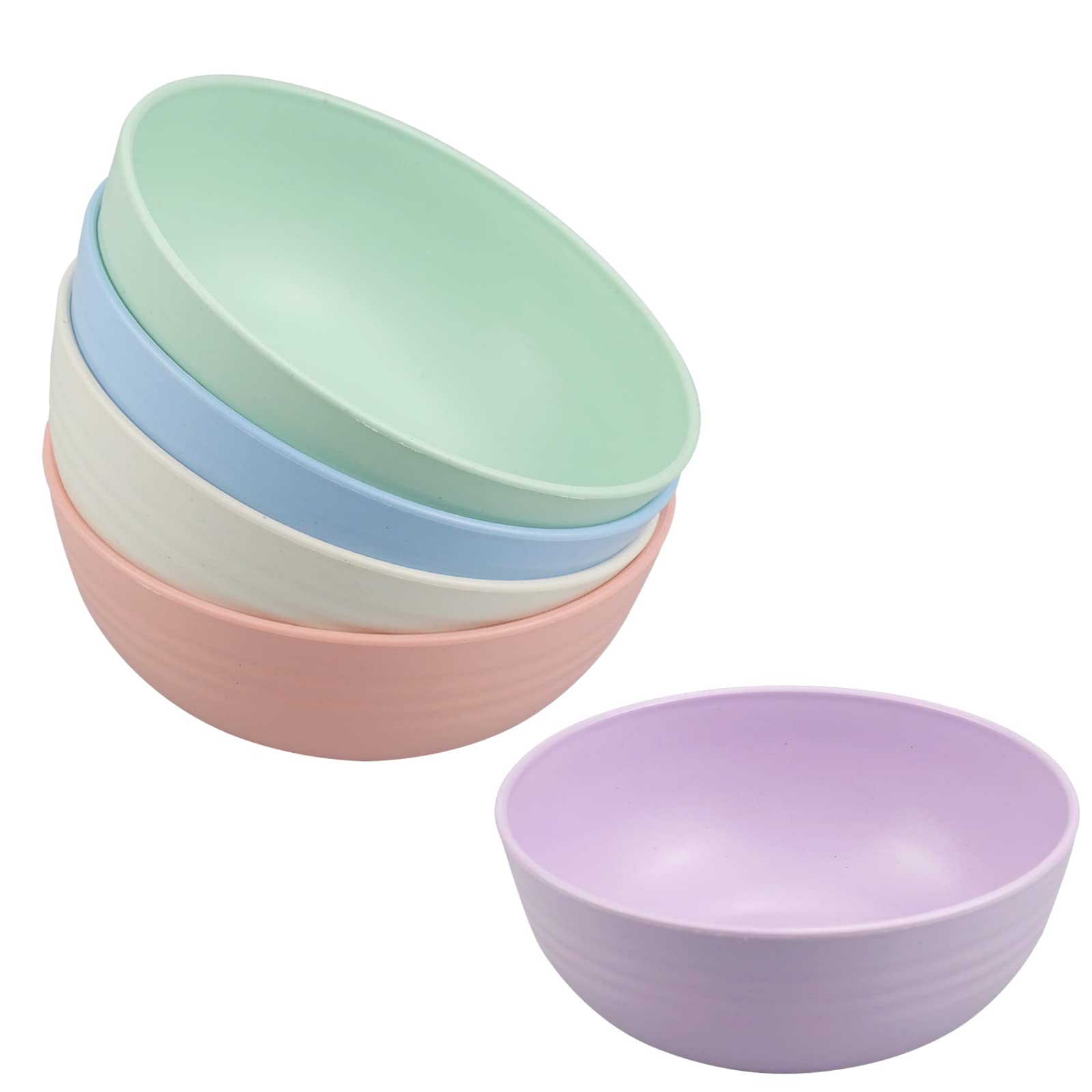 YunBey 5 Pcs Plastic Cereal Bowls, Unbreakable Small Salad Bowl, Lightweight Breakfast Bowls for Children, Dishwasher & Microwave Safe, for Salad Noodle Soup Pasta