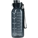 HotFun 32oz Water Bottle, BPA Free Water Bottle with Motivational Time Marker Reminder Leak-Proof 1L Drinking Bottle Tritan S