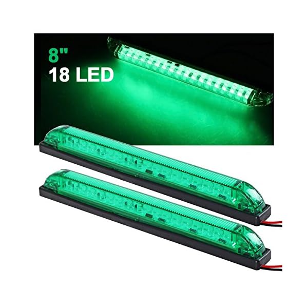 Partsam-2pcs-8-Led-Marker-Light-Utility-Strip-Light-Bar-For-12V-Truck-Trailer-Boat-18-Green-LED Partsam-2pcs-8-Led-Marker-Light-Utility-Strip-Light-Bar-For-12V-Truck-Trailer-Boat-18-Green-LED