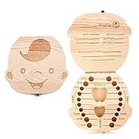 Aiky Wooden Baby Tooth Fairy Box Teeth Holder for Kids Lost Teeth Keepsake Save Collection (Boy)