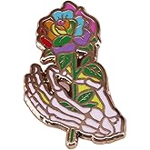 Skull Skeletons Brooch Badge The Skeleton Holds a Rose Love and Death Badges Romantic Brooches Brooch Enamel Pin Punk Gothic Jewelry Denim Shirt Bag Lapel Pins Gifts