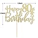 Gold Glitter Happy 80th Birthday Cake Topper - 80 Sign Cake Topper - Cheers to 80 Years Party Supplies - 80th Birthday Party Decoration
