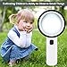 30x Handheld Magnifier With 12 LED Lights, 90mm Bifocal Double Lens Illuminated Reading Magnifying Glass, Perfect for Soldering Repair,Inspection,Coins,Rock,Science,Craft and Needlework, Jewelry