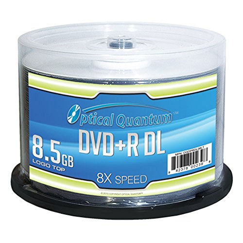 Optical Quantum OQDPRDL08LT 8 X 8.5 GB DVD+R DL Double Layer Recordable Blank Media Logo Top, 50-Disc Spindle - Thumbnail 2