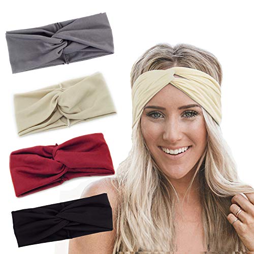 RIOSO Turban Headbands for Women Twisted Boho Headwrap Yoga Workout Sport Thick Head Bands
