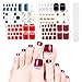 6 Sheets Full Toe Nail Wraps Art Polish Stickers Decal Toenail Strips Adhesive False Nail Design Manicure Set with 1Pc Nail Buffers Files for Women Girls