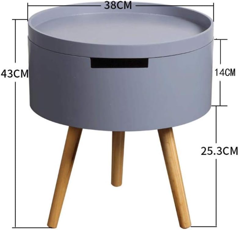 Dsrgwe Small Side Table, Sofa Side End Table/Bedside Table/Nightstand Small Table With Drawer,Wood Legs,38 X 38 X 43 CM (Color : Gray)