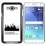 STPlus Sacramento, California USA United States of America City Skyline Silhouette Postcard Hard Cover Case for Samsung Galaxy J7 (2016)