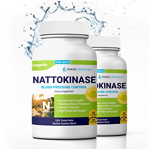 Marine Essentials Nattokinase Dietary Supplement - 100mg Vegan Formula Nattokinase Supplements for Heart Health and Circulation (120 Veg Capsules)