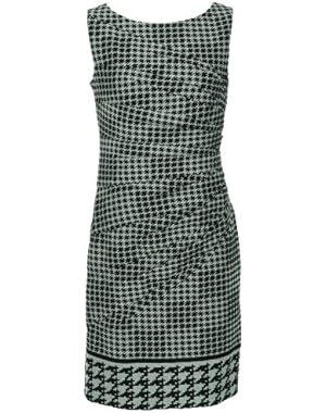 Pleated Houndstooth Sheath Dress