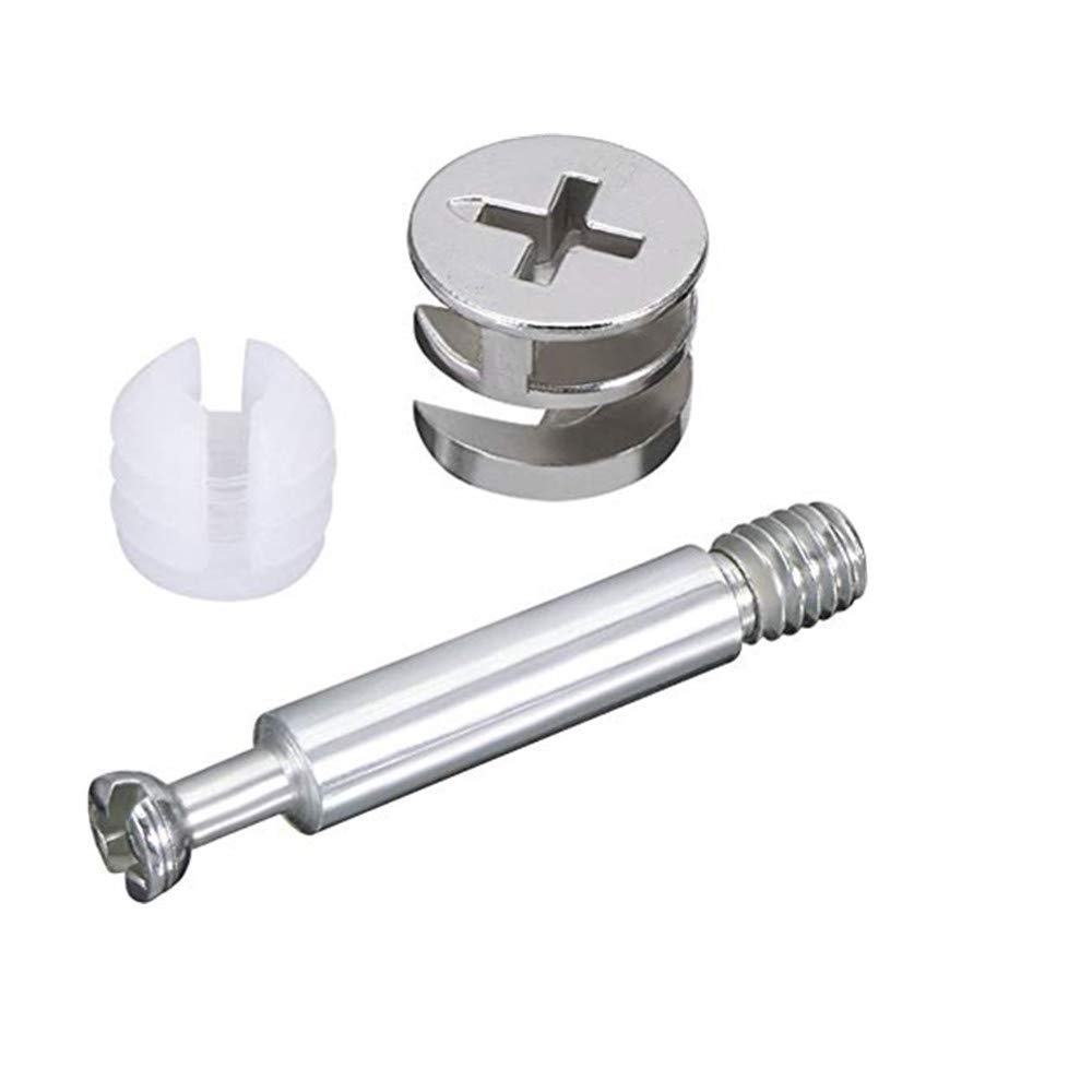 Furniture Cam Fitting with Dowel and Pre-Inserted Nut 10 Pack(Plastic Expansion)