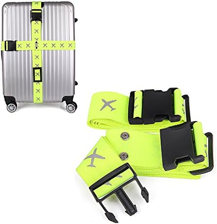 Luggage Straps, [2 Pack] Villstar Luggage Straps Suitcase Belt Adjustable Universial Non-Slip Travel Packing Belts Accessories-Green