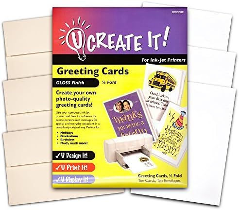 U CREATE IT! Gloss Finish Printable Greeting Cards, Half-Fold 30-Pack (Photo Quality Cards)