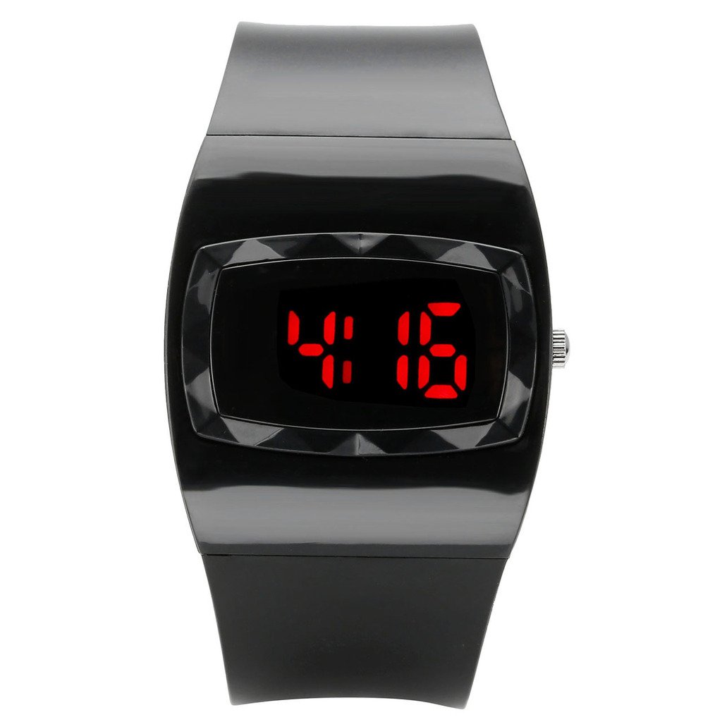 Top Plaza LED Sports Bracelet Watch Digital Display Square Wrist Watch-Black