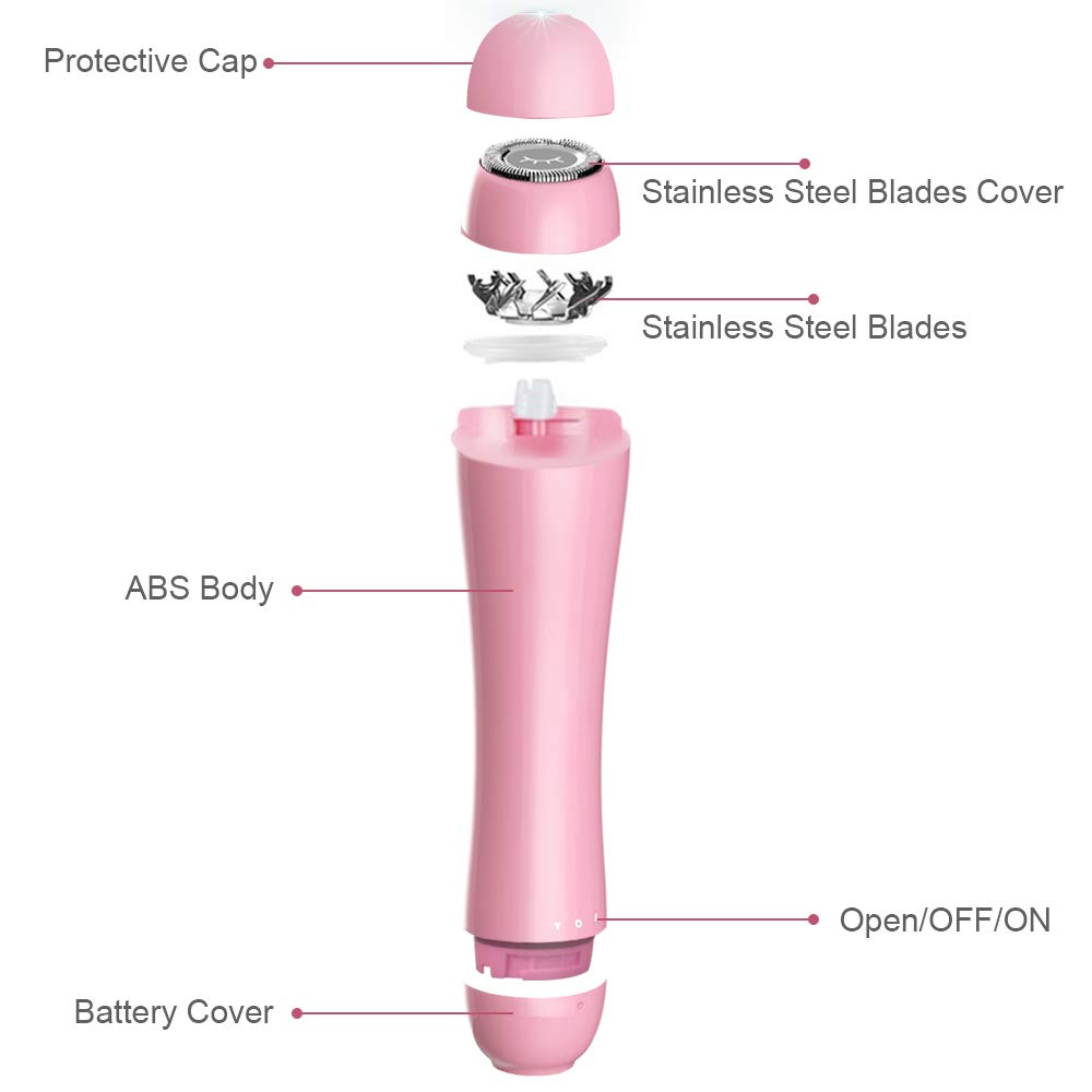 Queenwill Womens Facial Hair Remover Electric Facial Hair Razor for Women Portable Mini Hair Body Shaver Razor Painless Hair Removal Tool