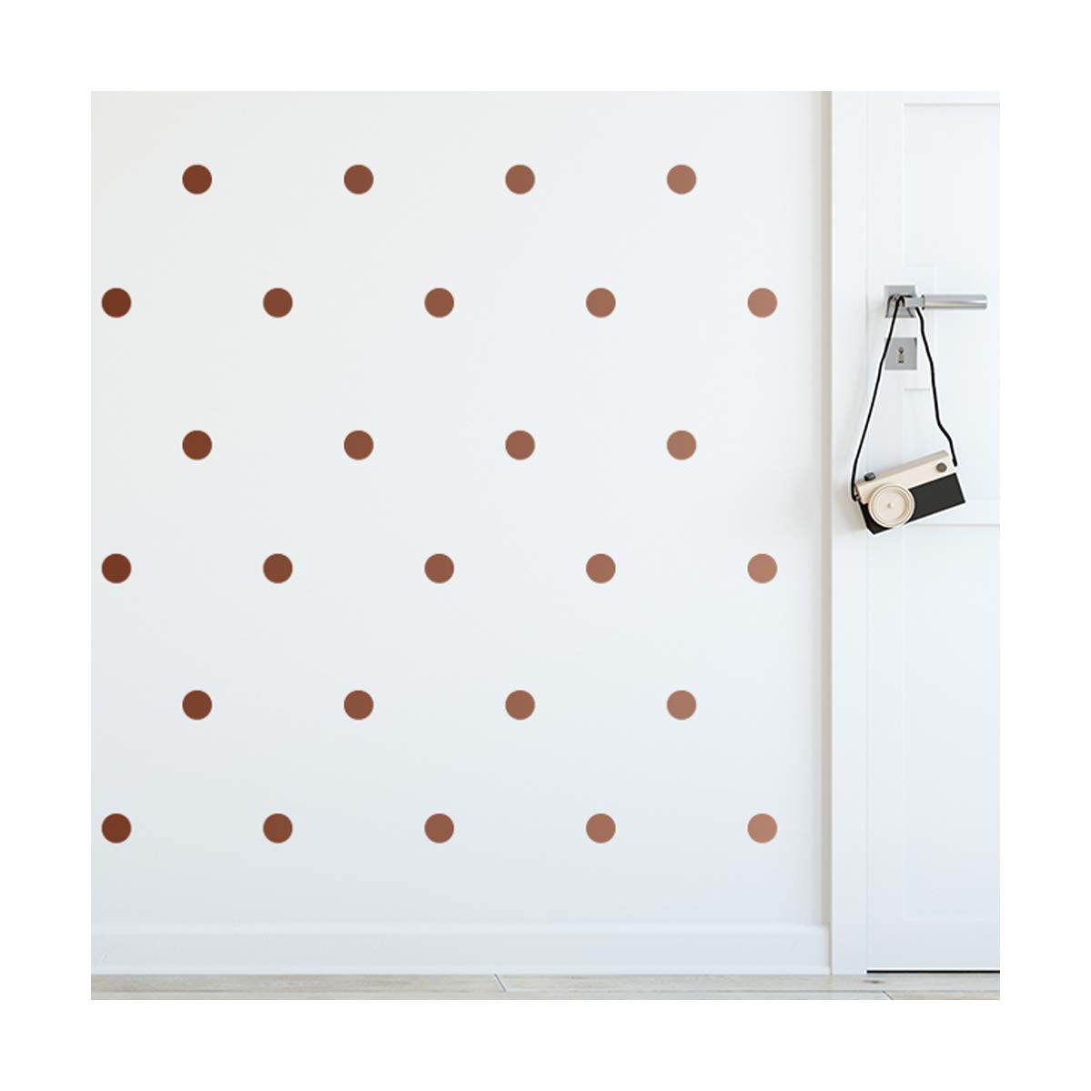 StickerDeen | Polka Dot Circles Round Shape Style Decoration Removable Wall Art Vinyl Decal Stickers | (Pack of 112) (Copper Metallic)