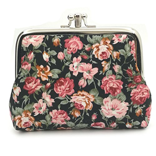 Sanxiner Cute Floral Buckle Coin Purses Vintage Pouch Kiss-lock Change Purse Wallets (09) - Thumbnail 4