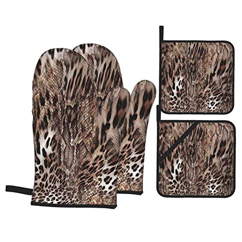 51Mb%2Bfa3mVL Juego de 4 Guantes y Porta ollas para Horno Resistentes al Calor Patrón de Efecto de Serpiente Leopardo para Hornear en… Juego de 4 Guantes y Porta ollas para Horno Resistentes al Calor Patrón de Efecto de Serpiente Leopardo para Hornear en…