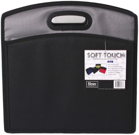 Filexec Soft Touch Padded Canvas Portable File, 13 Pockets, Black, 1 Piece (46237-7)