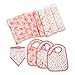 aden + anais Snap Bib, 100% Cotton Muslin, Soft Absorbent 3 Layers, Adjustable, 9” X 13”, 3 Pack, Pink Floral, Petal Blooms
