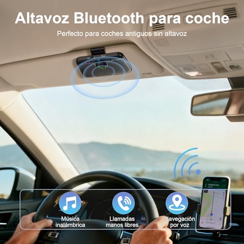 1Mii Hands-Free Car Bluetooth 6.0, Bluetooth Speaker Kit for Car, Auto Reconnect, Siri and Google Voice Assistant, Calls, Navigation and Music Hands-Free, 35H Autonomy