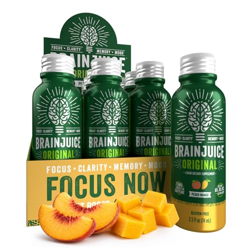 BrainJuice Brain Support Shot, Gluten Free Supplement Shots for Energy & Focus,…