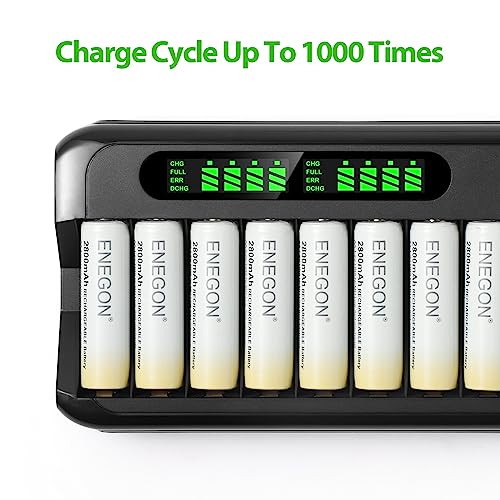 ENEGON AA Rechargeable Batteries 8 Pack, 2800mAh 1.2V Ni-MH High Capacity AA Batteries with Storage Case, Long Lasting & Eco-Friendly for Household Devices