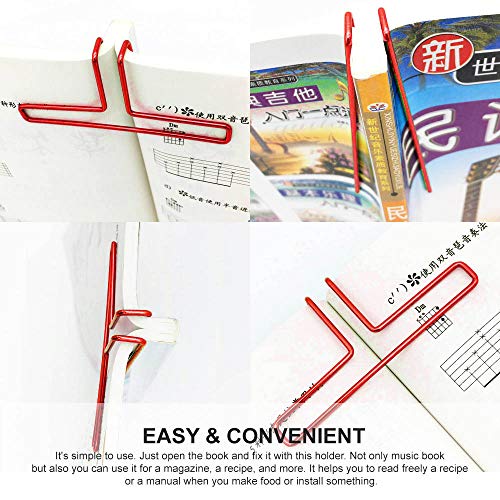 Eutuxia Music Book Clip Holders - Rectangle Shaped, Metal & Lightweight - Keep Your Paper with Sheet Holder for Piano, Keyboard & Music Stand - Great Gift Idea for Musicians [2PK / Black & Red]